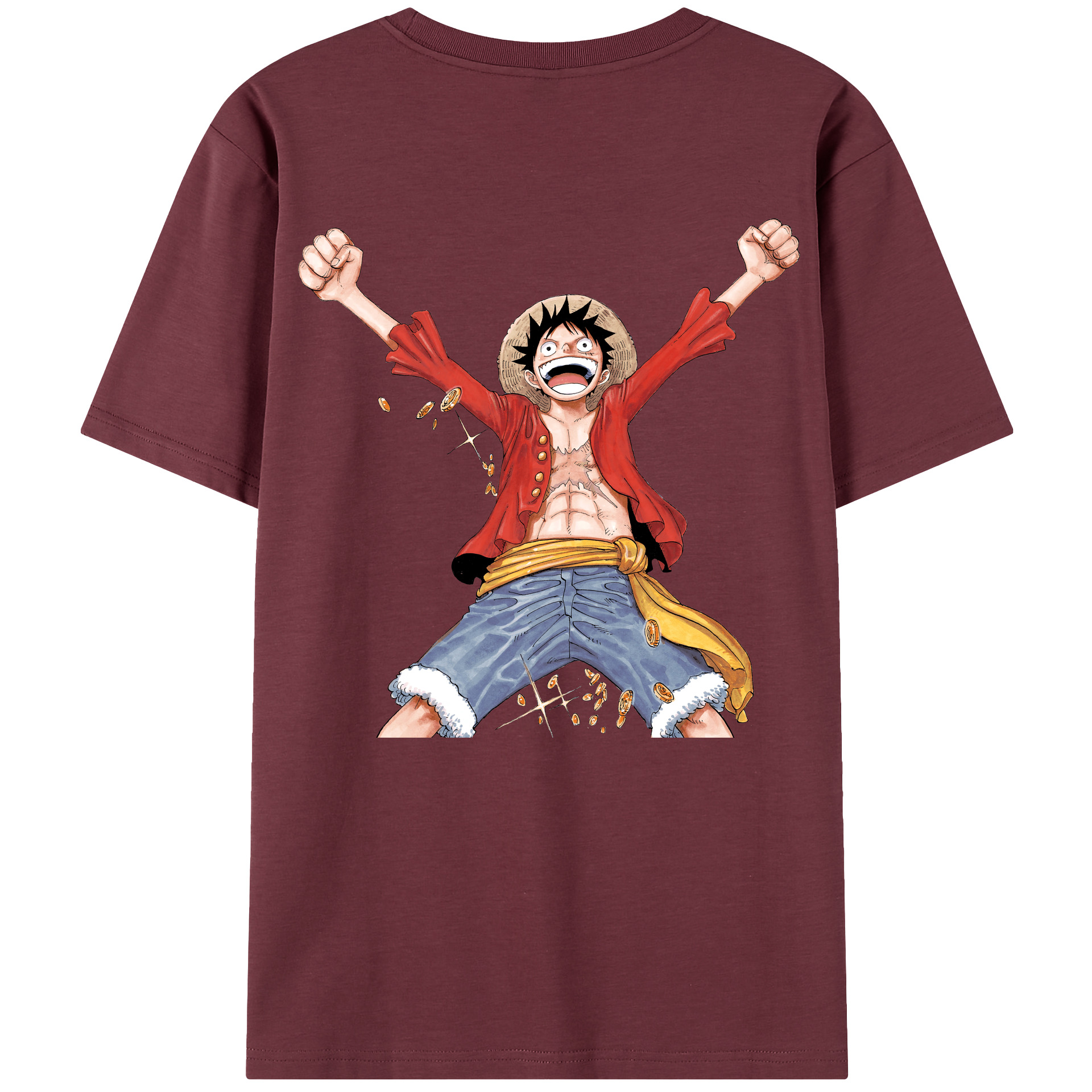 ワンピース モンキー・D・ルフィ ONE PIECE Monkey D. Luffy 綿100％半袖Tシャツ（背面プリント）